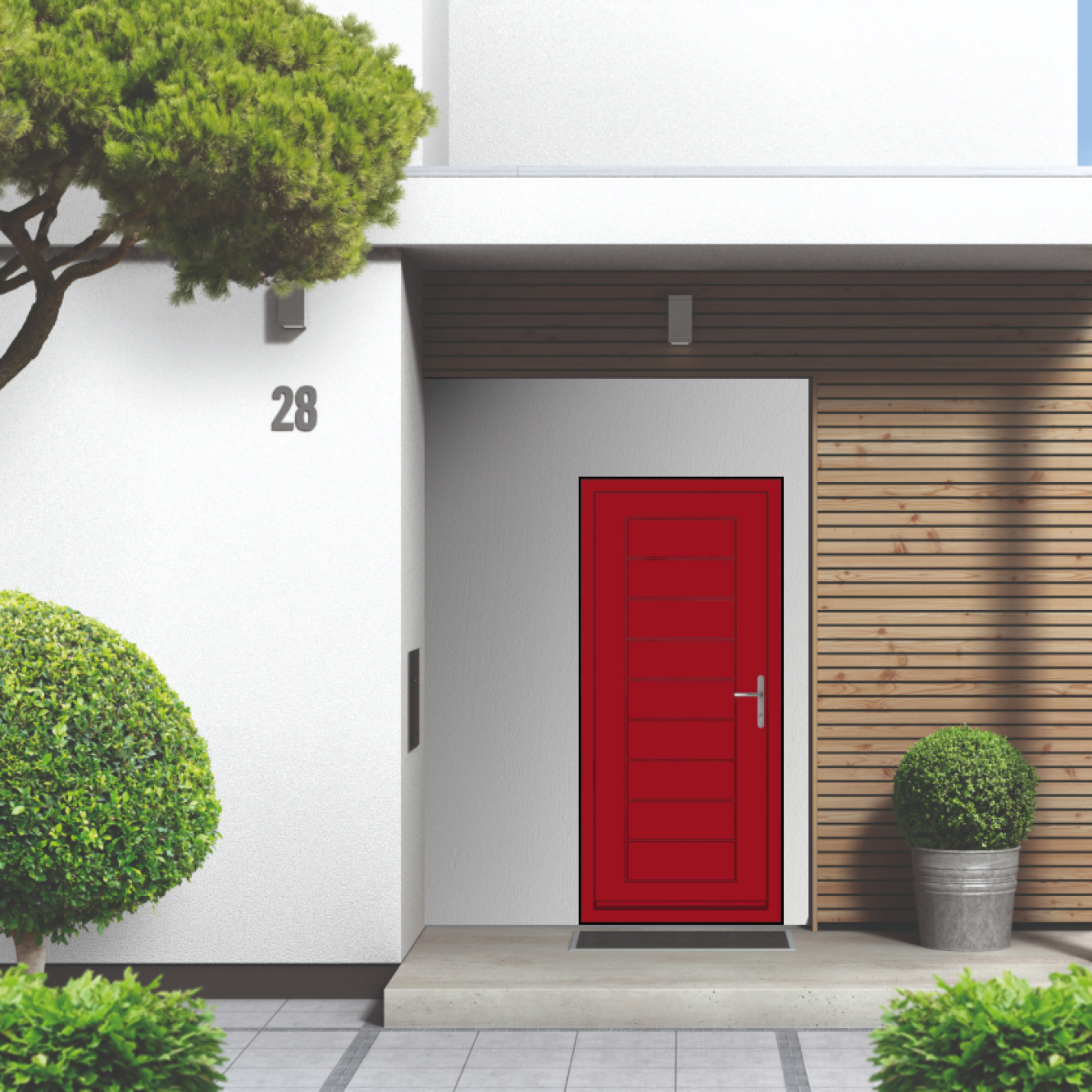 Smart Signature Portobello Aluminium Composite Door In Ruby Red (RAL 3003M) Image
