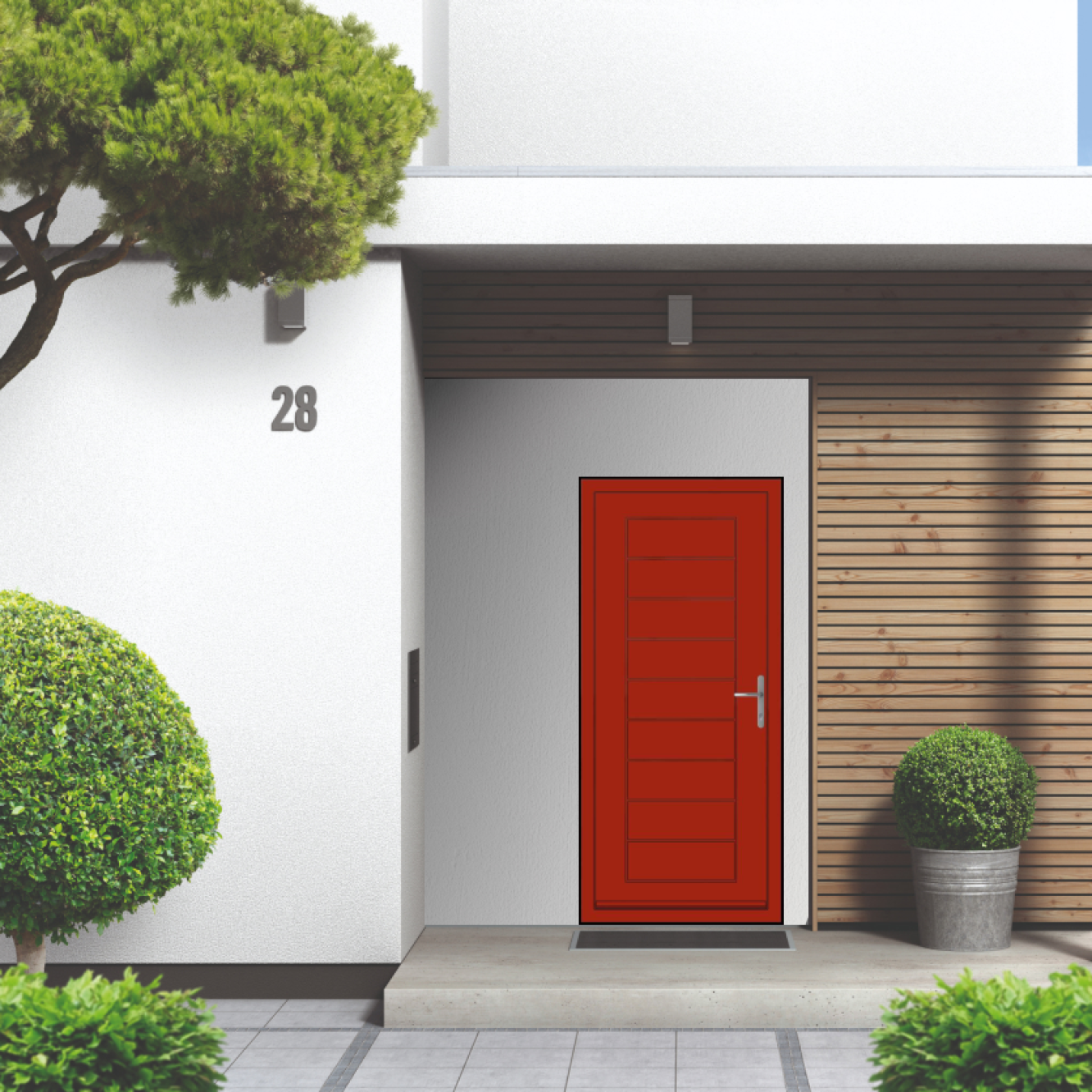 Smart Signature Portobello Aluminium Composite Door In Tomato red (RAL 3013M) Image