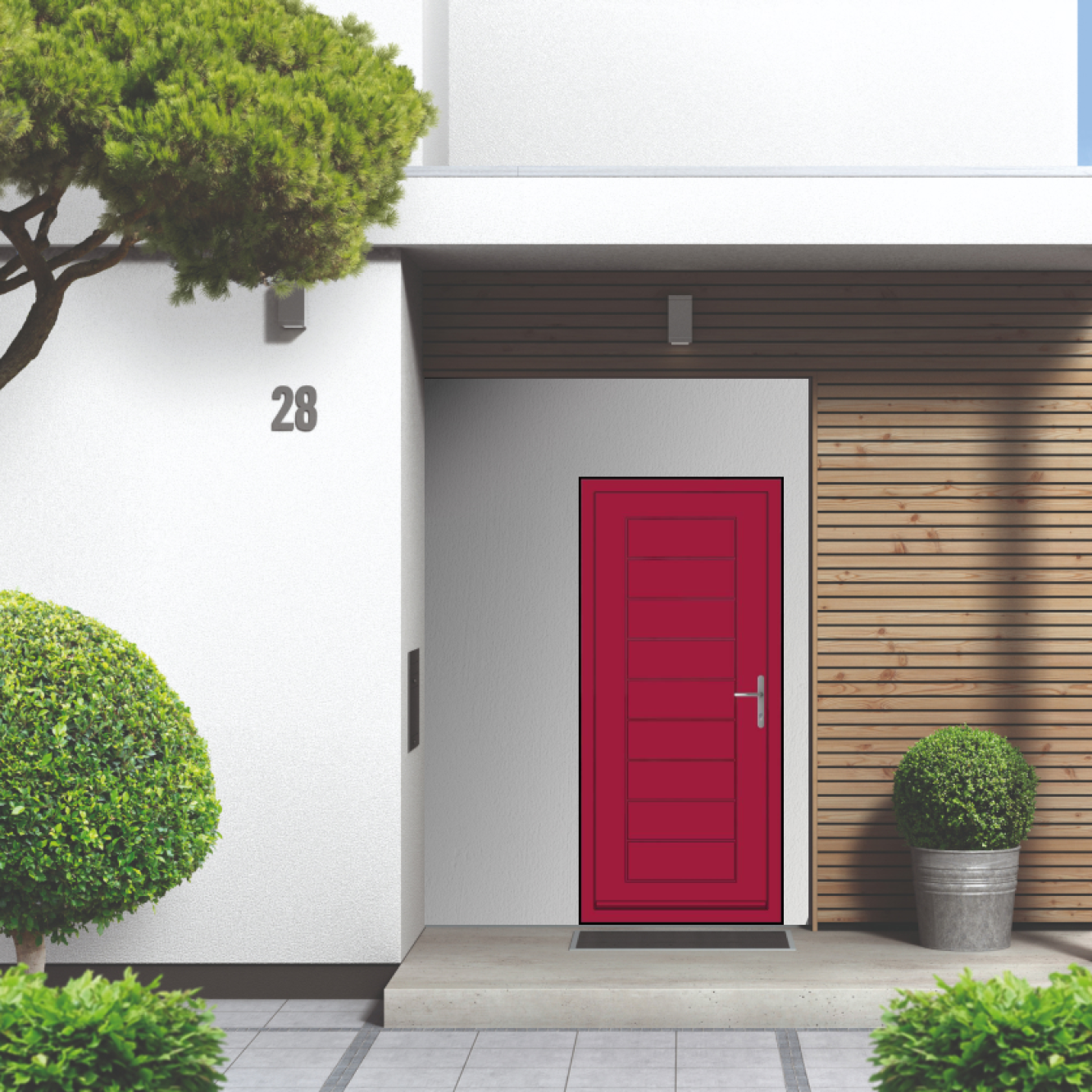 Smart Signature Portobello Aluminium Composite Door In Raspberry red (RAL 3027M) Image