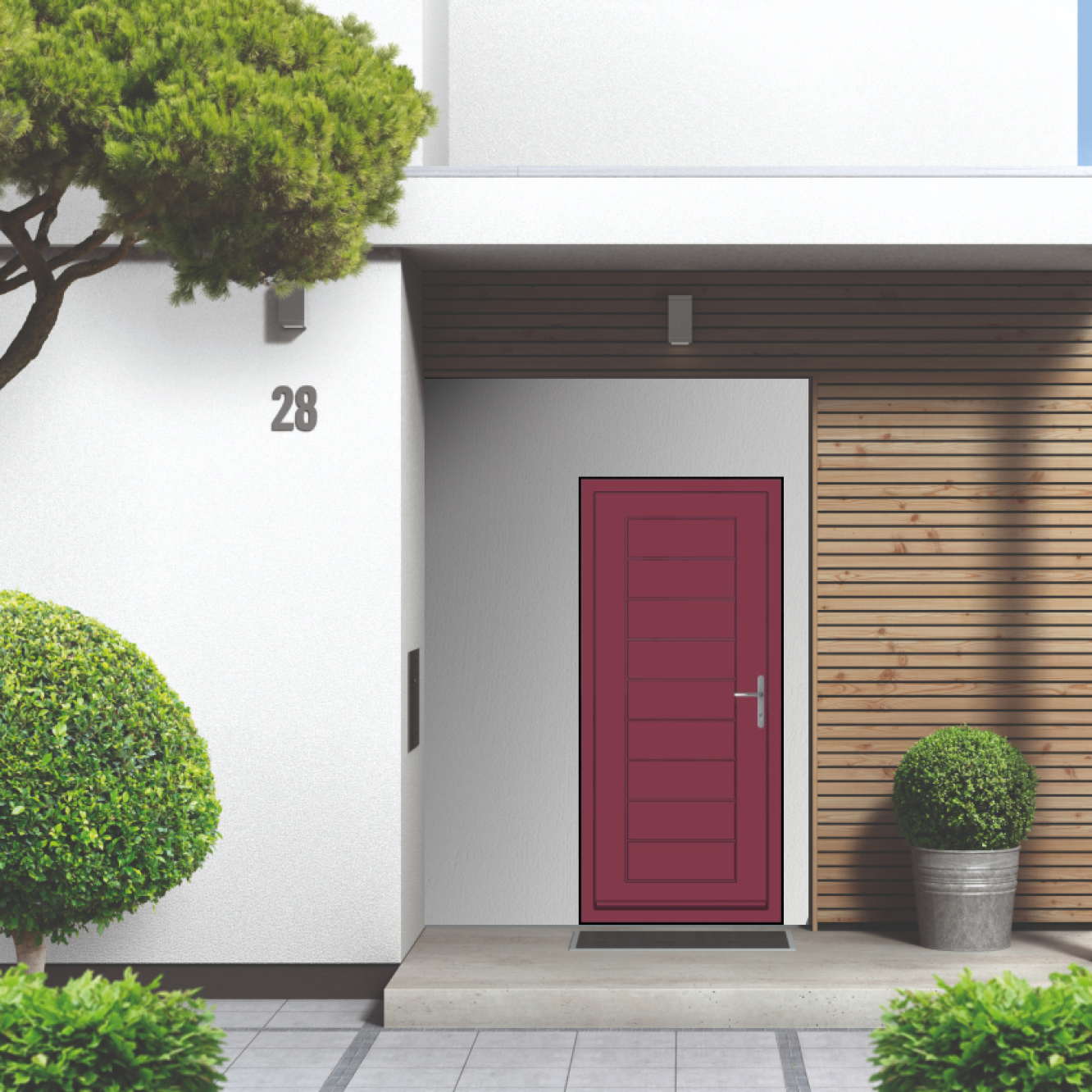 Smart Signature Portobello Aluminium Composite Door In Red violet (RAL 4002M) Image