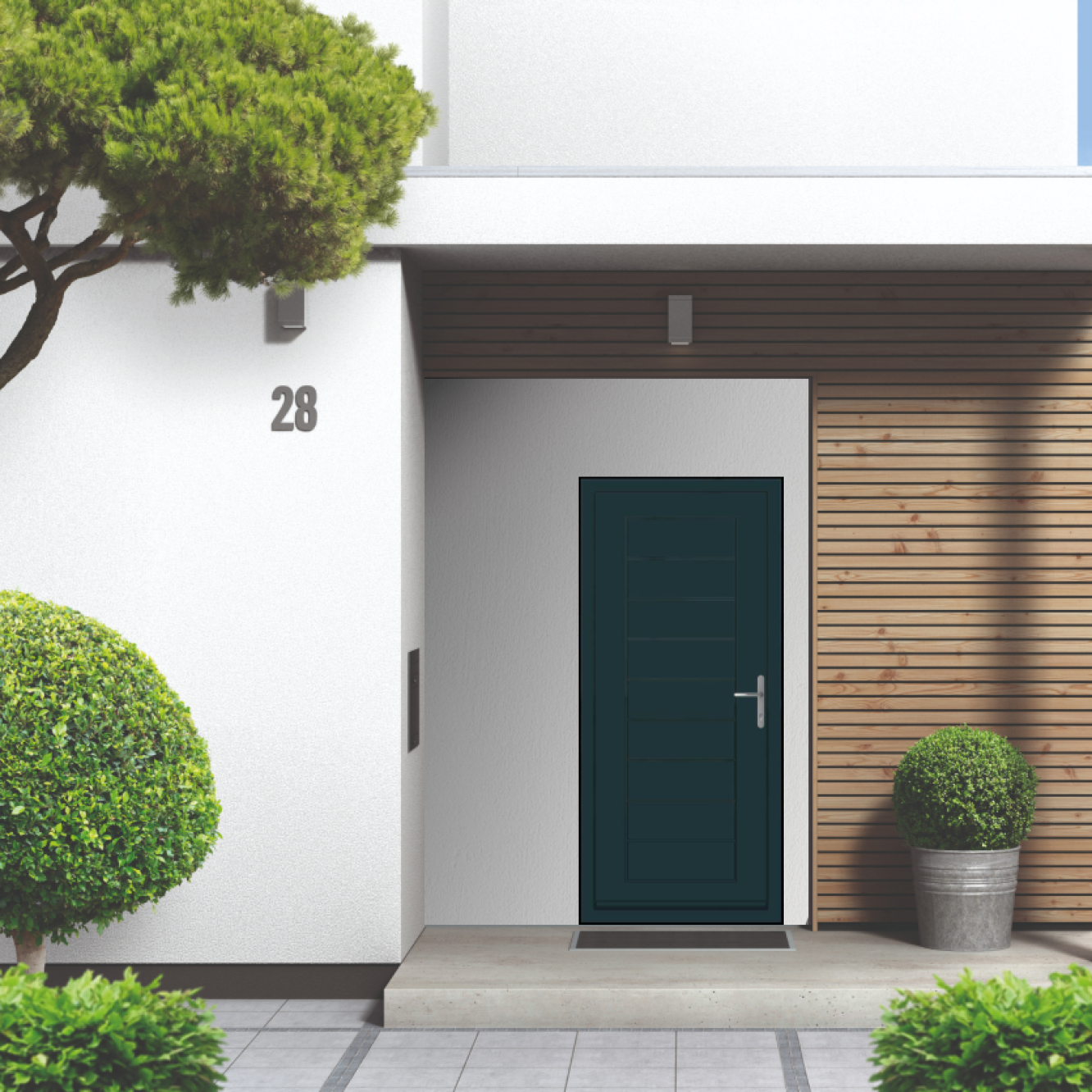 Smart Signature Portobello Aluminium Composite Door In Green blue (RAL 5001M) Image