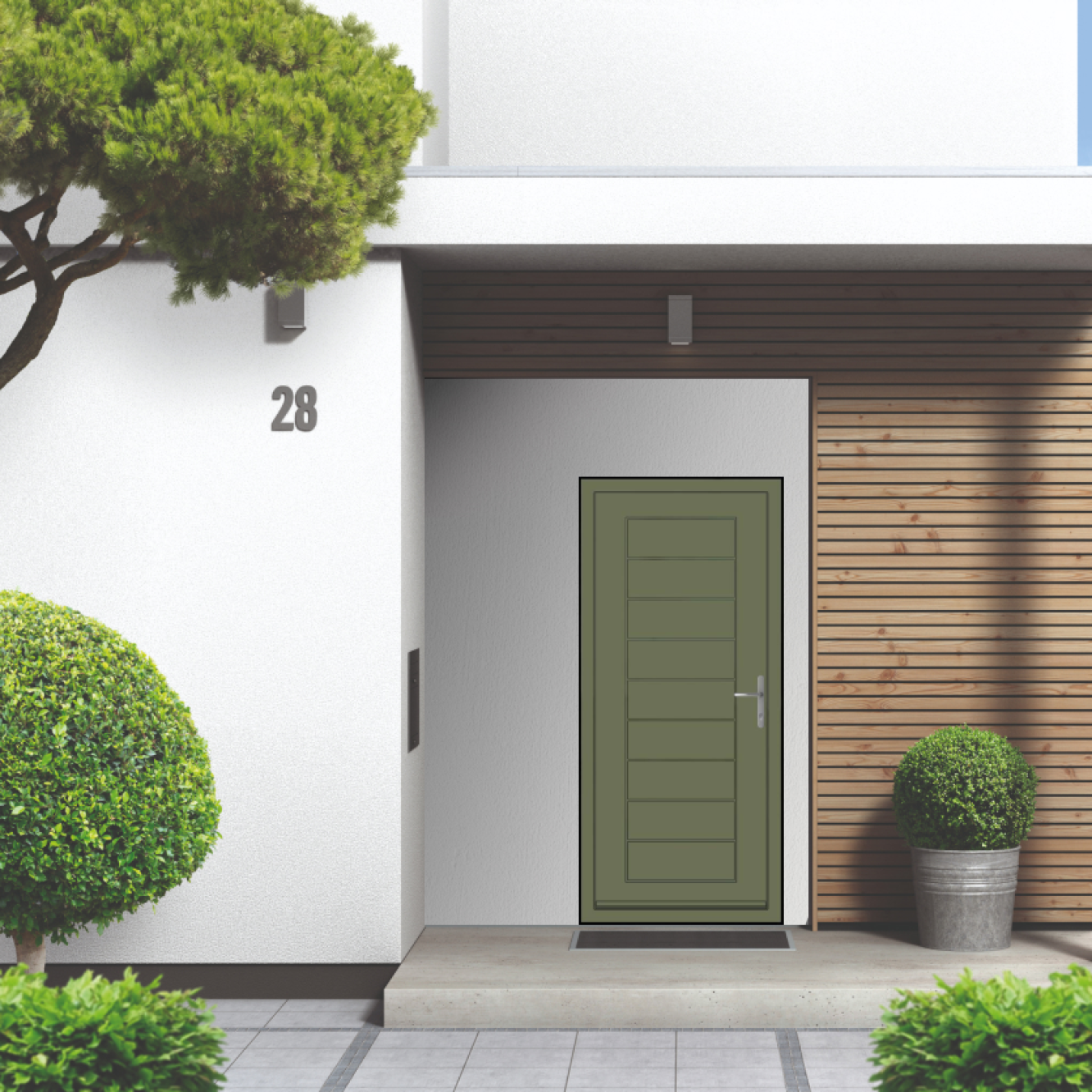 Smart Signature Portobello Aluminium Composite Door In Reseda green (RAL 6011M) Image