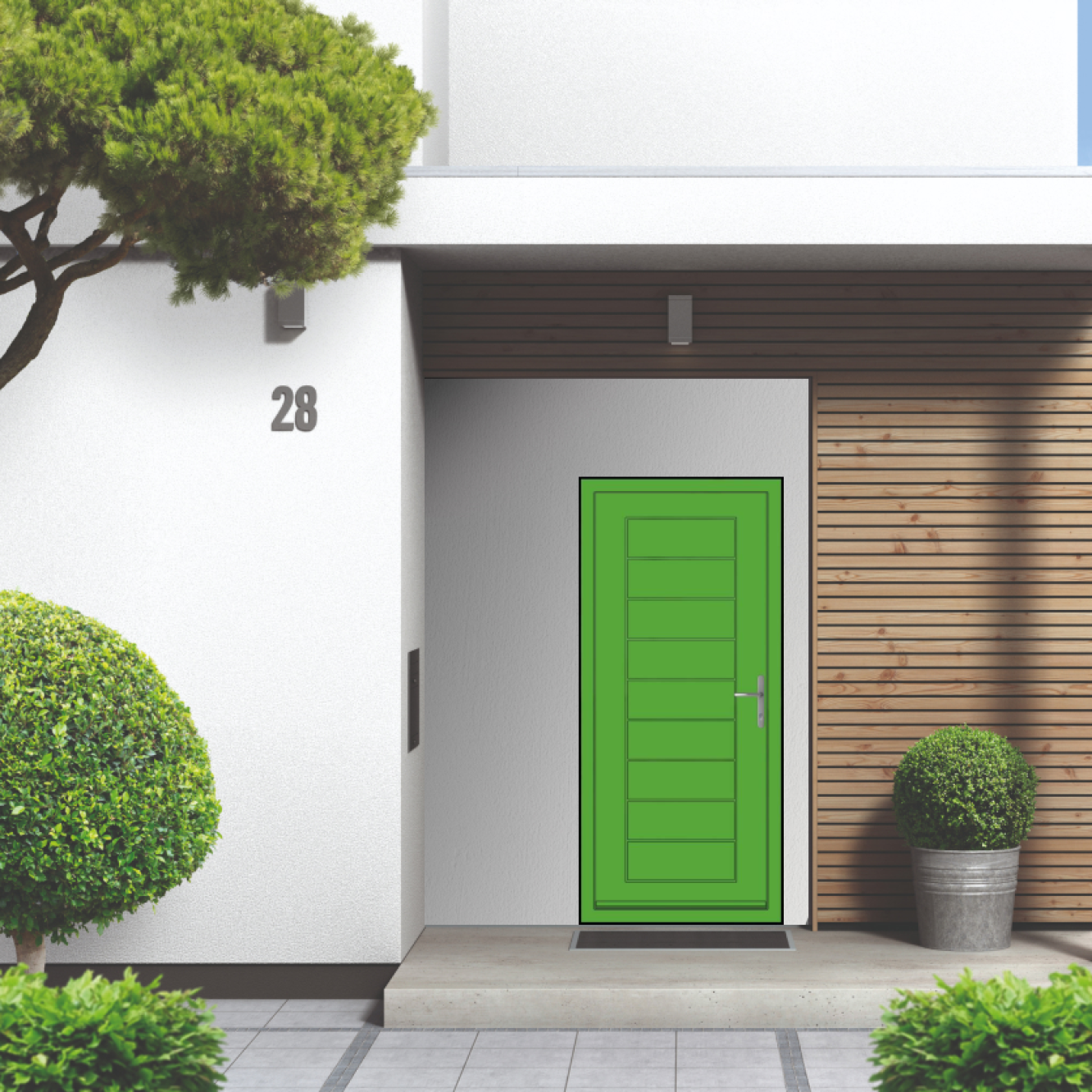 Smart Signature Portobello Aluminium Composite Door In Yellow green (RAL 6018M) Image