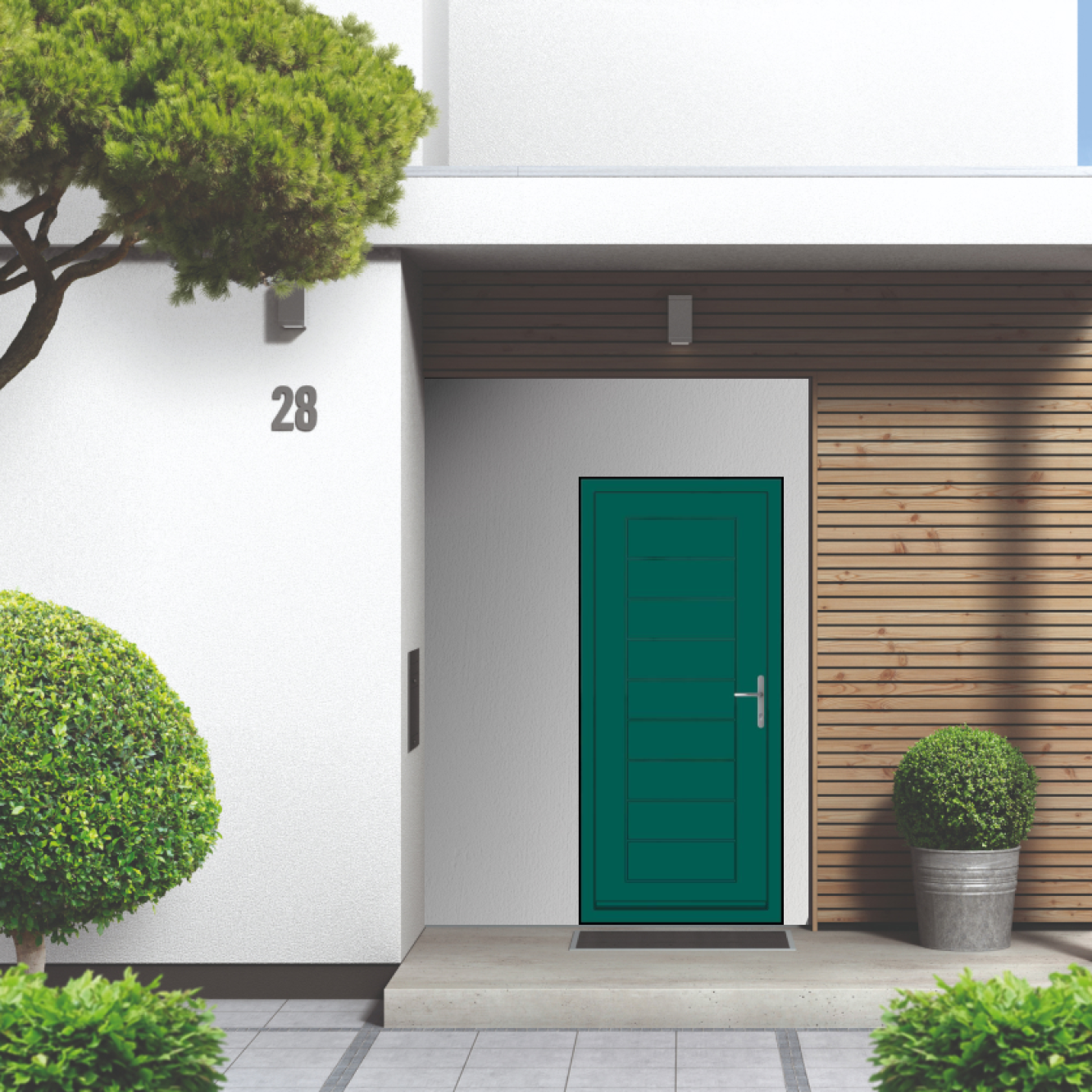 Smart Signature Portobello Aluminium Composite Door In Opal green (RAL 6026M) Image