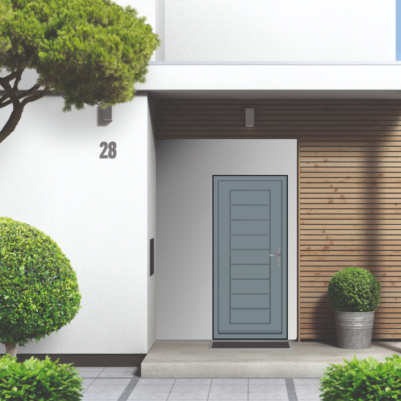 Smart Signature Portobello Aluminium Composite Door In Squirrel grey (RAL 7000M) Image