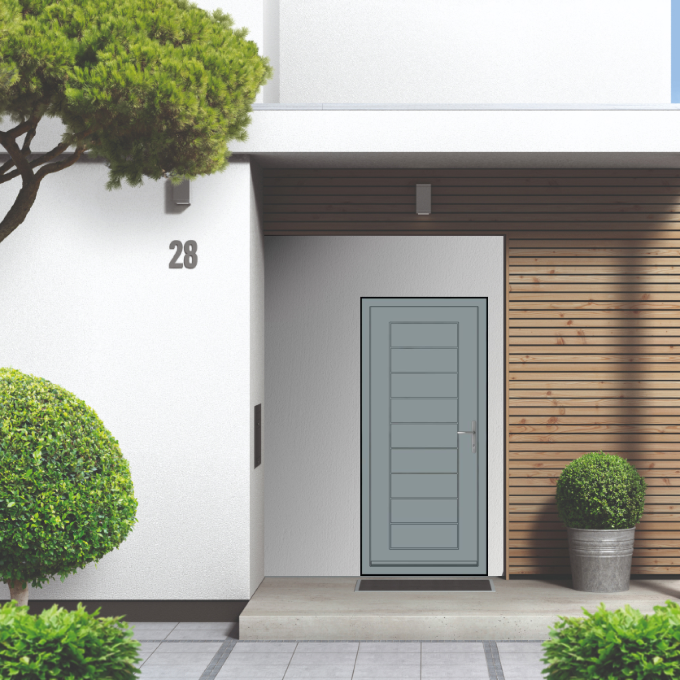 Smart Signature Portobello Aluminium Composite Door In Silver grey (RAL 7001M) Image