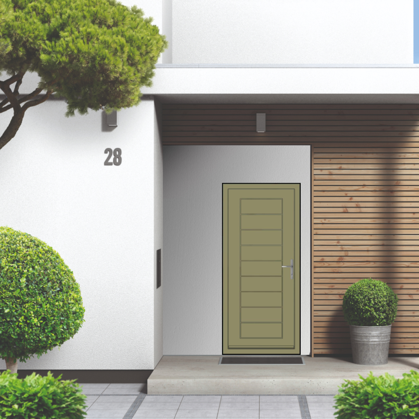 Smart Signature Portobello Aluminium Composite Door In Yellow grey (RAL 7034M) Image
