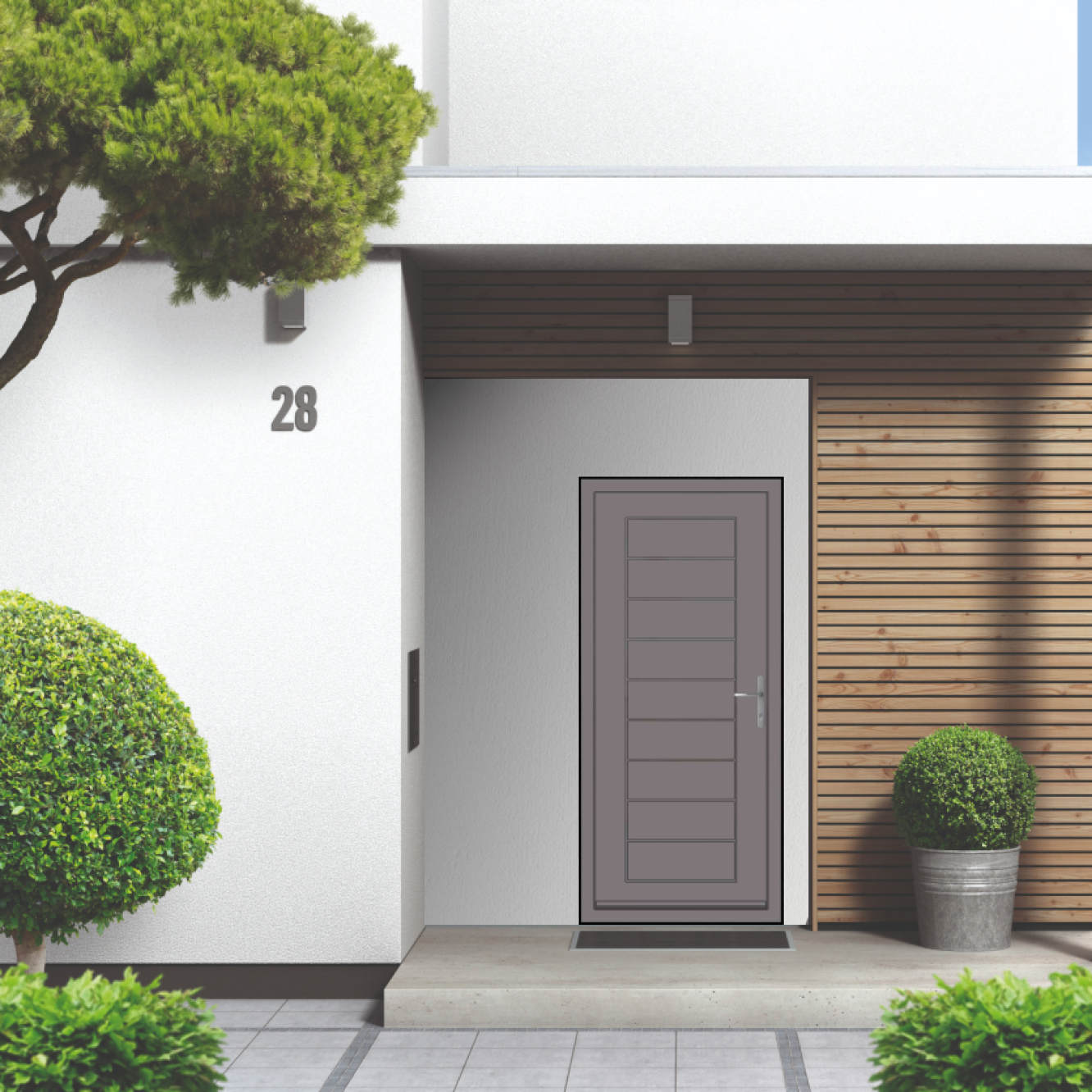 Smart Signature Portobello Aluminium Composite Door In Platinum Grey (RAL 7036M) Image