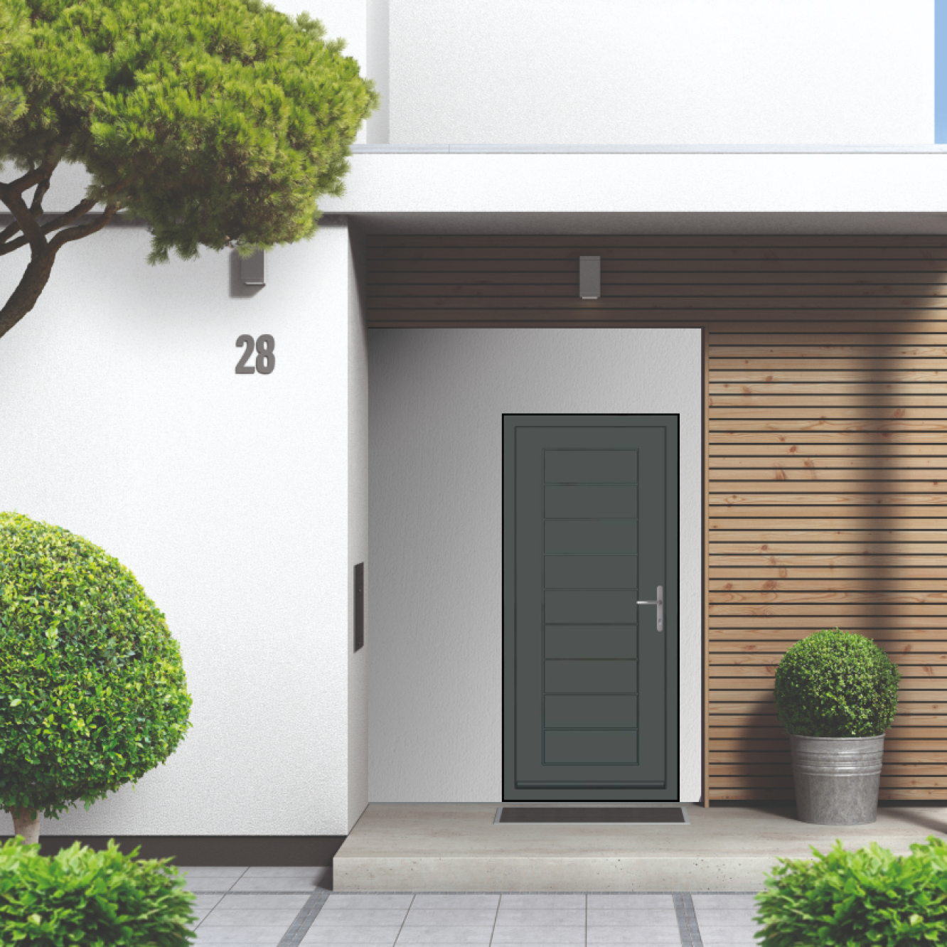 Smart Signature Portobello Aluminium Composite Door In Traffic Grey B (RAL 7043M) Image