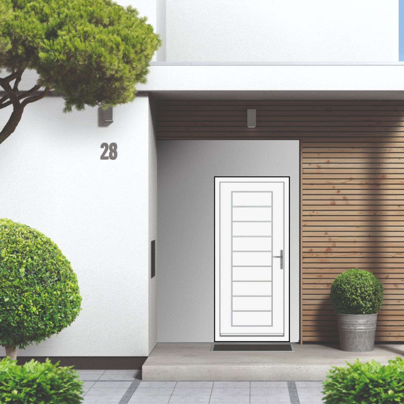 Smart Signature Portobello Aluminium Composite Door In Traffic White (RAL 9016M) Image