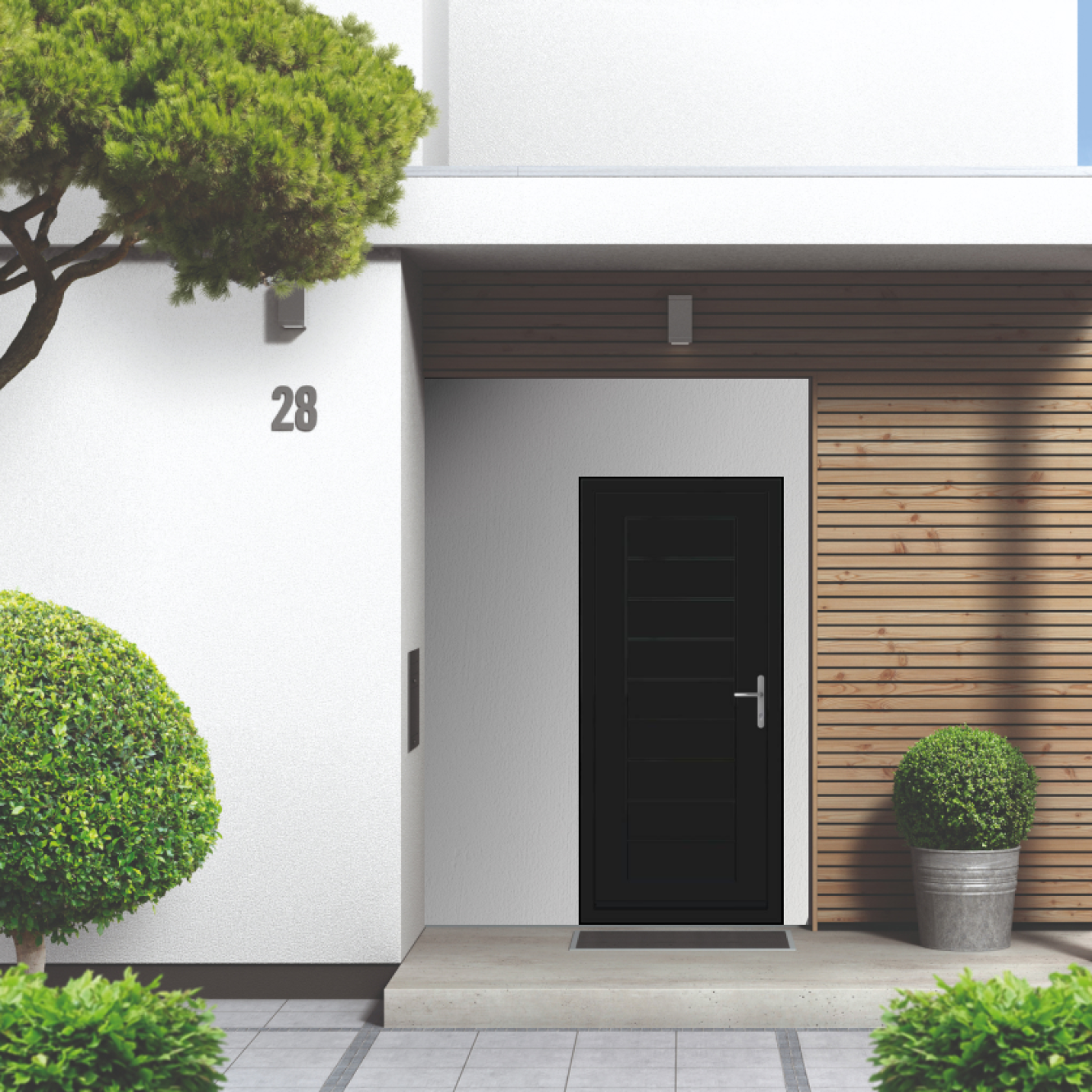 Smart Signature Portobello Aluminium Composite Door In Traffic black (RAL 9017M) Image