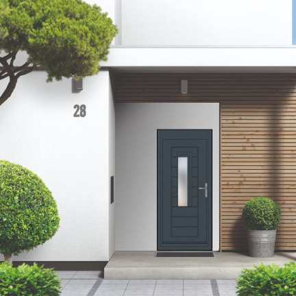 Smart Signature Portobello Half Glazed Aluminium Composite Door In Antique Grey