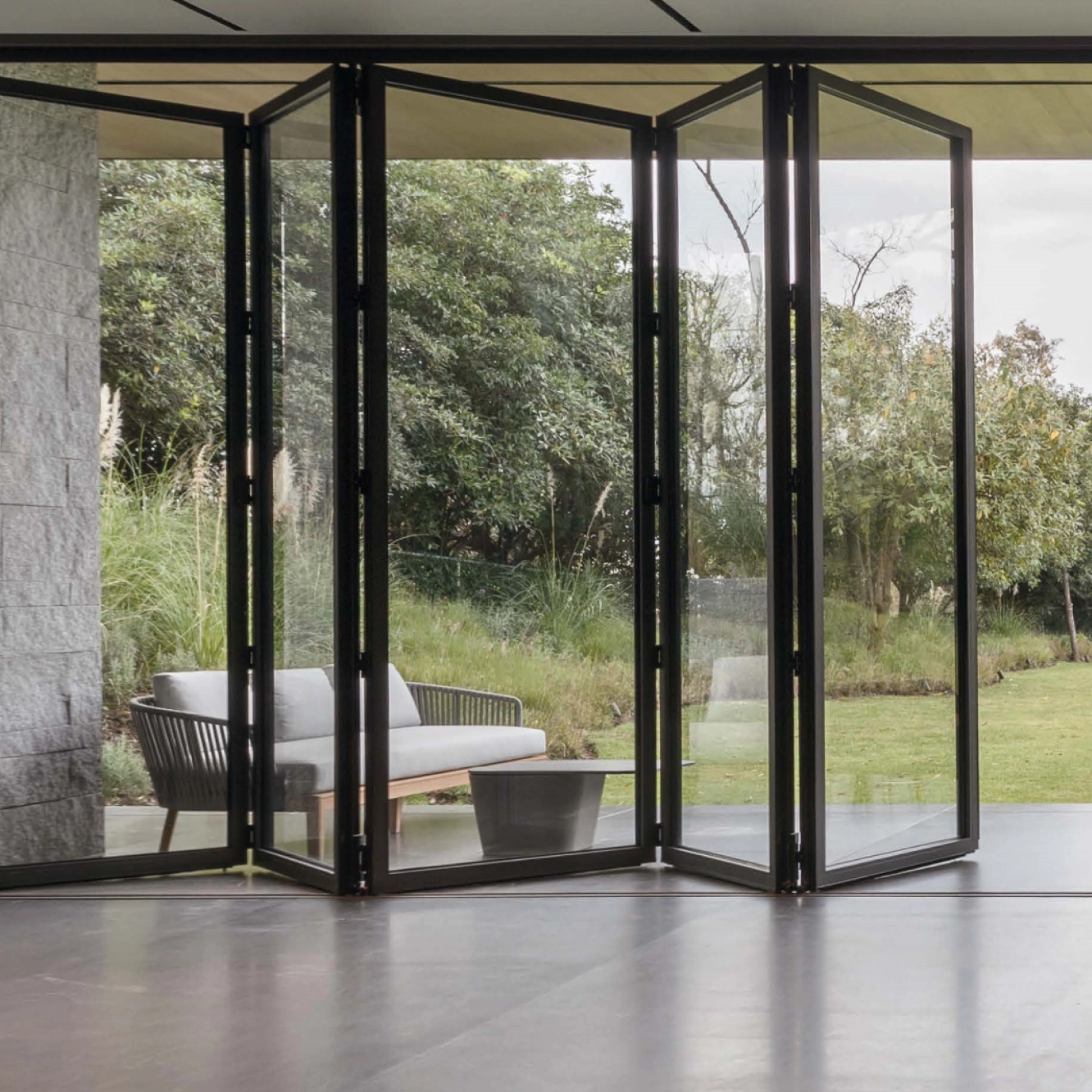 Cortizo 5 Pane Bi-Fold Door Plus In Grey (Matt) - (3000mm x 1950mm) Image