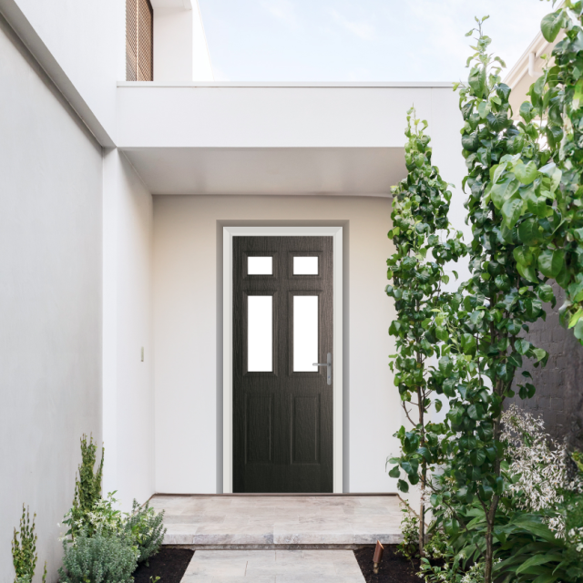 Comp Door Middleton Glazed 4 Composite Door In Schwarzbraun Thumbnail