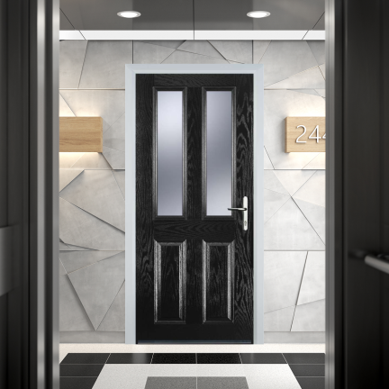 Door Stop 2 Panel 2 Square FD30 Fire Door In Black