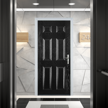 Door Stop 6 Panel FD30 Fire Door In Black