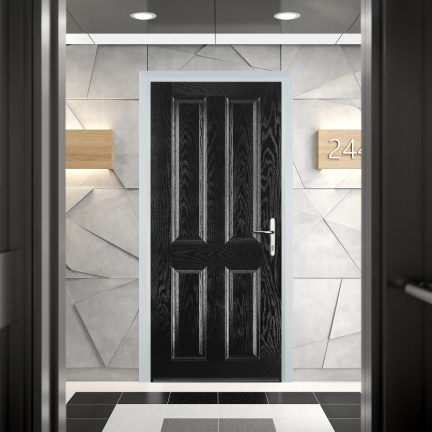 Door Stop 4 Panel FD30 Fire Door In Black