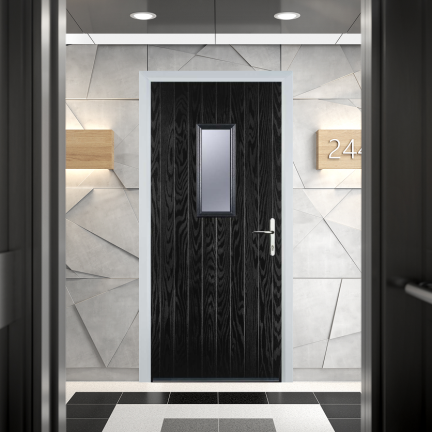 Door Stop 1 Square FD30 Fire Door In Black