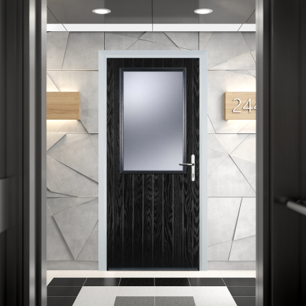 Door Stop Cottage Half Glaze FD30 Fire Door In Black