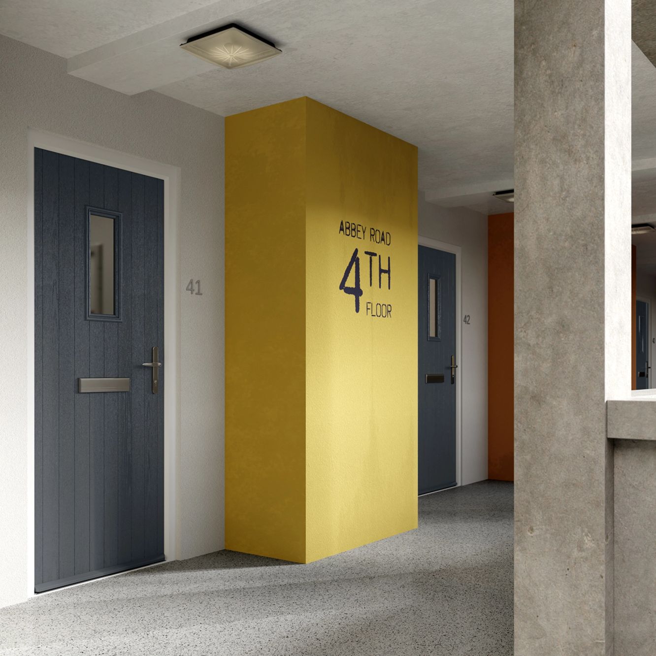 Door Stop 2 Panel 2 Square FD30 Fire Door In Black Image
