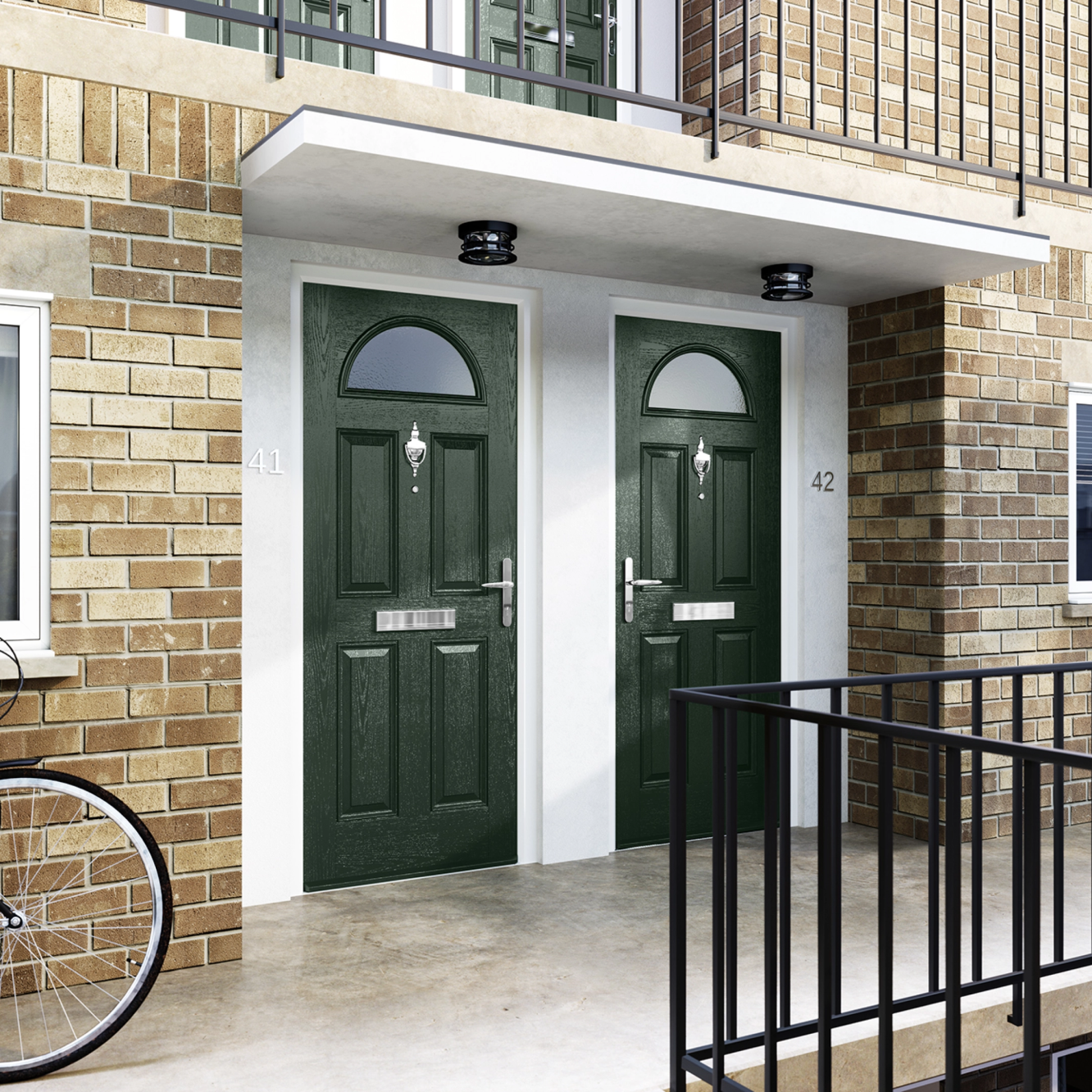 Door Stop 6 Panel FD30 Fire Door In Black Image