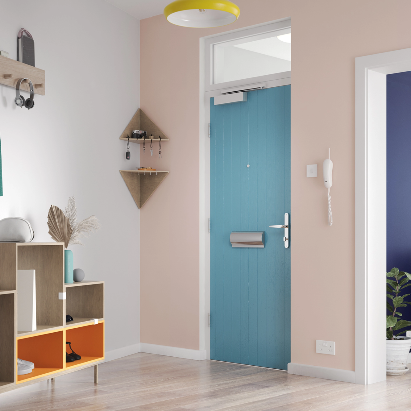 Door Stop 4 Panel FD30 Fire Door In Black Image