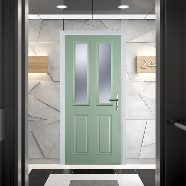 Door Stop 2 Panel 2 Square FD30 Fire Door In Chartwell Green Thumbnail