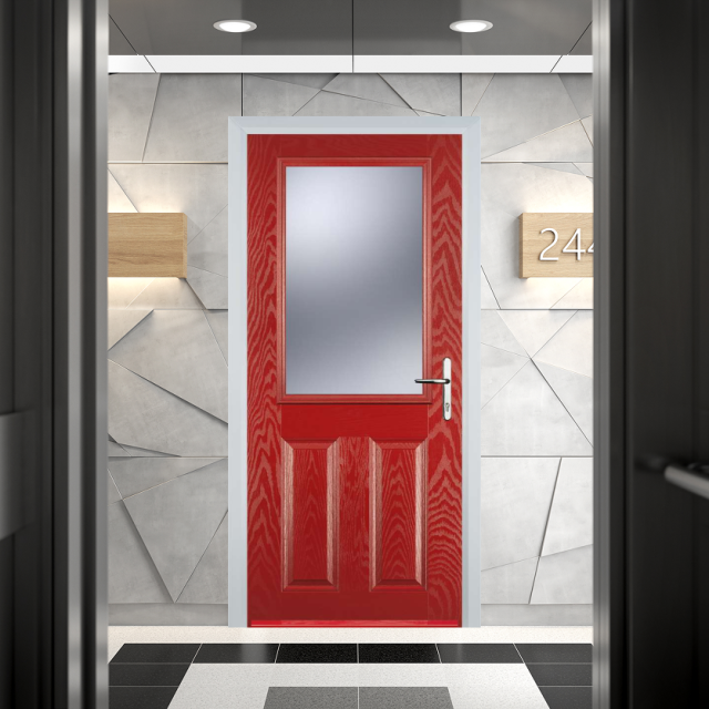 Door Stop 2 Panel 1 Square FD30 Fire Door In Red Thumbnail