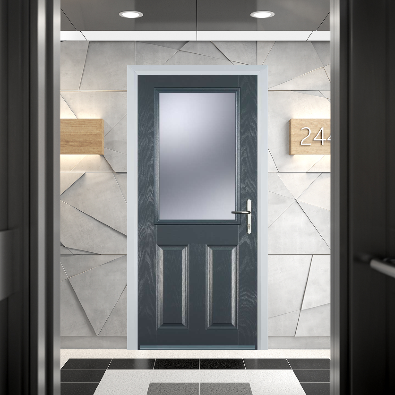 Door Stop 2 Panel 1 Square FD30 Fire Door In Grey Large
                        Image