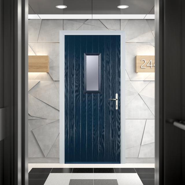 Door Stop 1 Square FD30 Fire Door In Blue Thumbnail