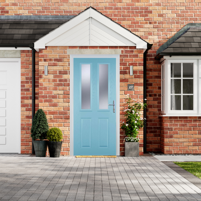 Door Stop 2 Panel 2 Square (C) Composite Traditional Door In Duck Egg Blue Thumbnail