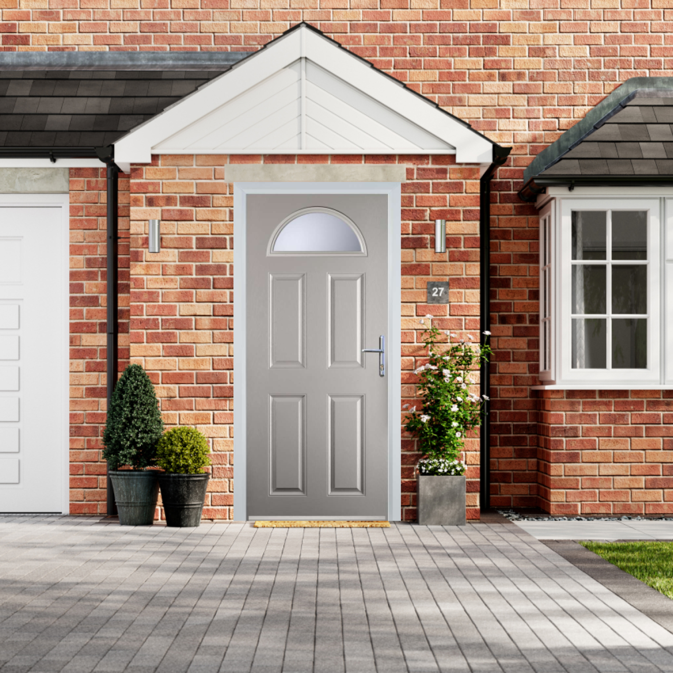 Door Stop 4 Panel 1 Arch (D) Composite Traditional Door In Agate Grey Image