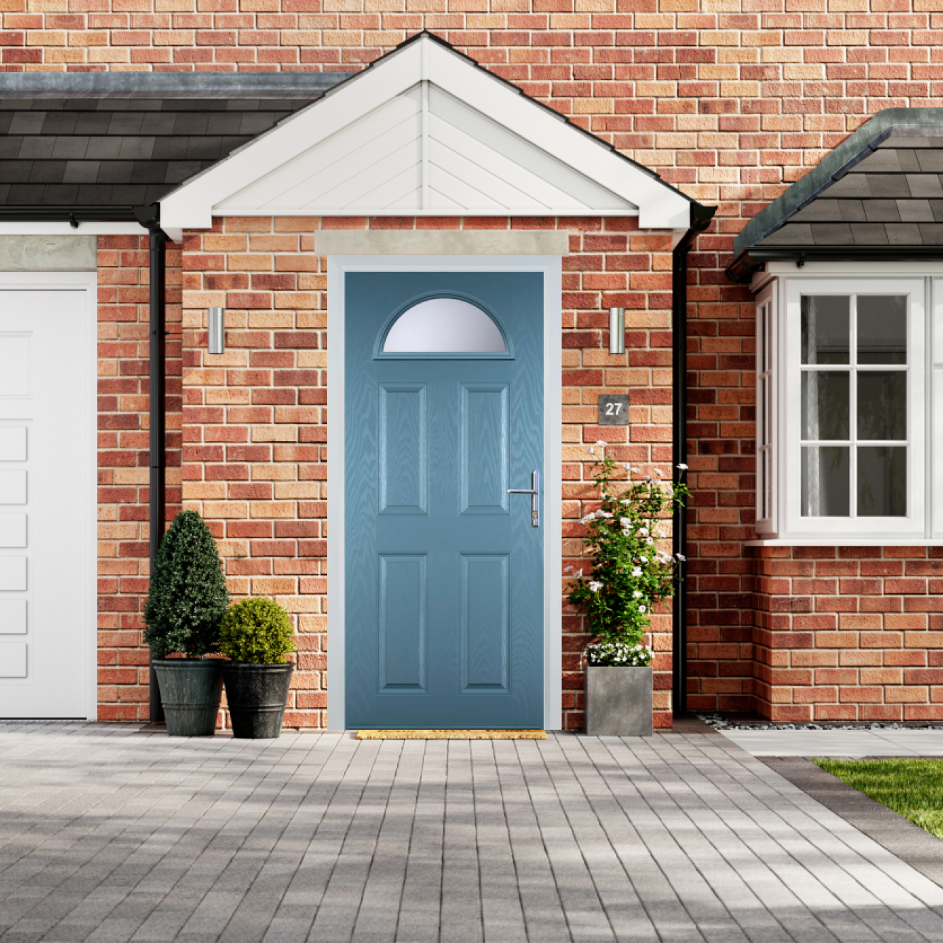 Door Stop 4 Panel 1 Arch (D) Composite Traditional Door In Pastel Blue Image