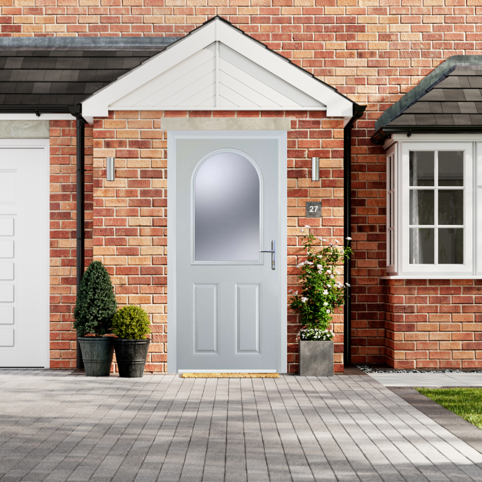 Door Stop 2 Panel 1 Arch (E) Composite Traditional Door In White Large
                        Image