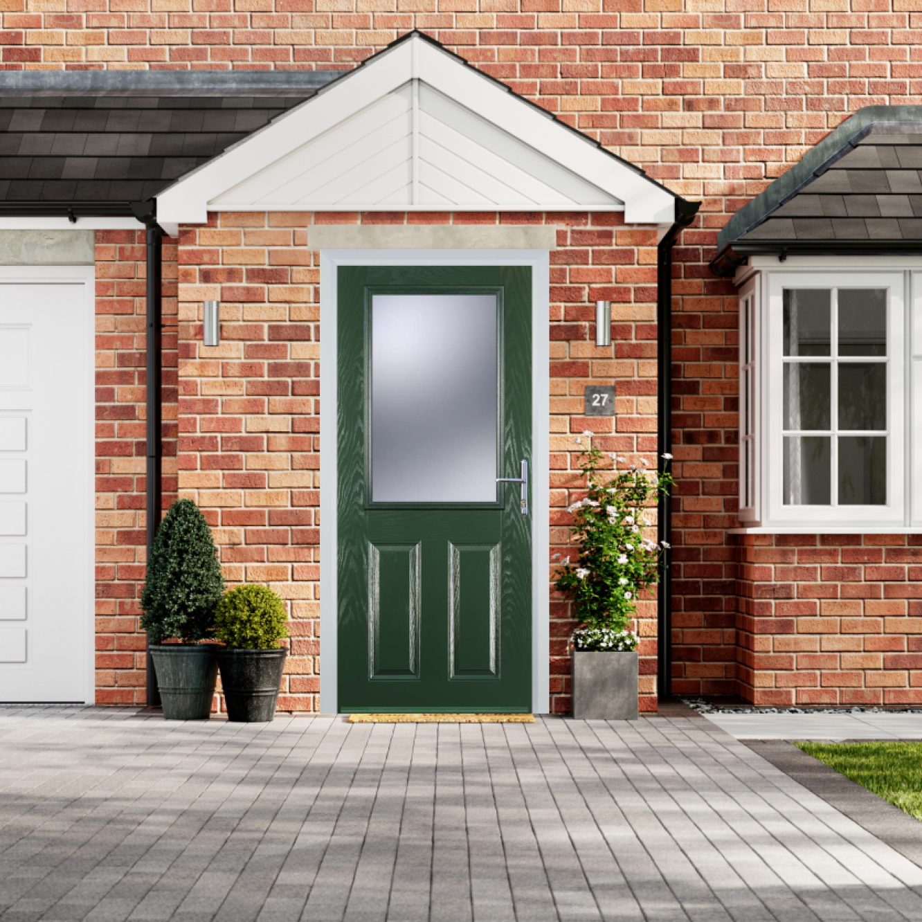 Door Stop 2 Panel 1 Square (F) Composite Traditional Door In Green Image