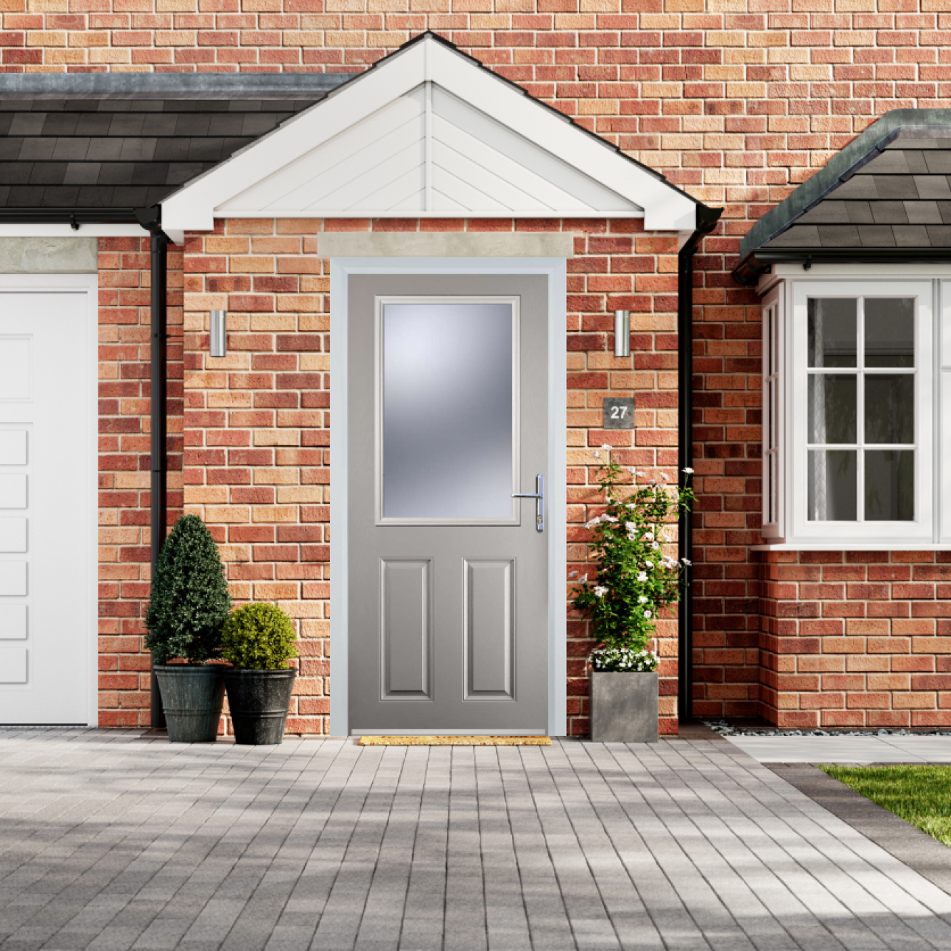 Door Stop 2 Panel 1 Square (F) Composite Traditional Door In Agate Grey Image