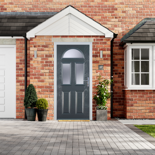 Door Stop 2 Panel 2 Square 1 Arch (G) Composite Traditional Door In Grey Thumbnail