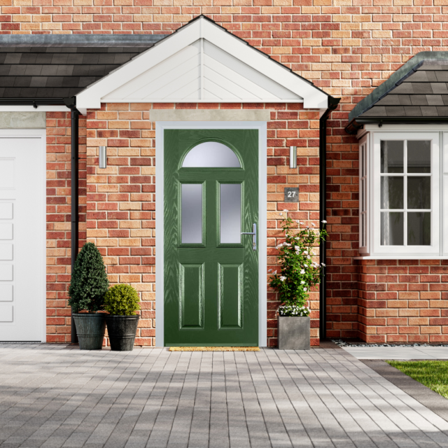 Door Stop 2 Panel 2 Square 1 Arch (G) Composite Traditional Door In Fern Green Thumbnail