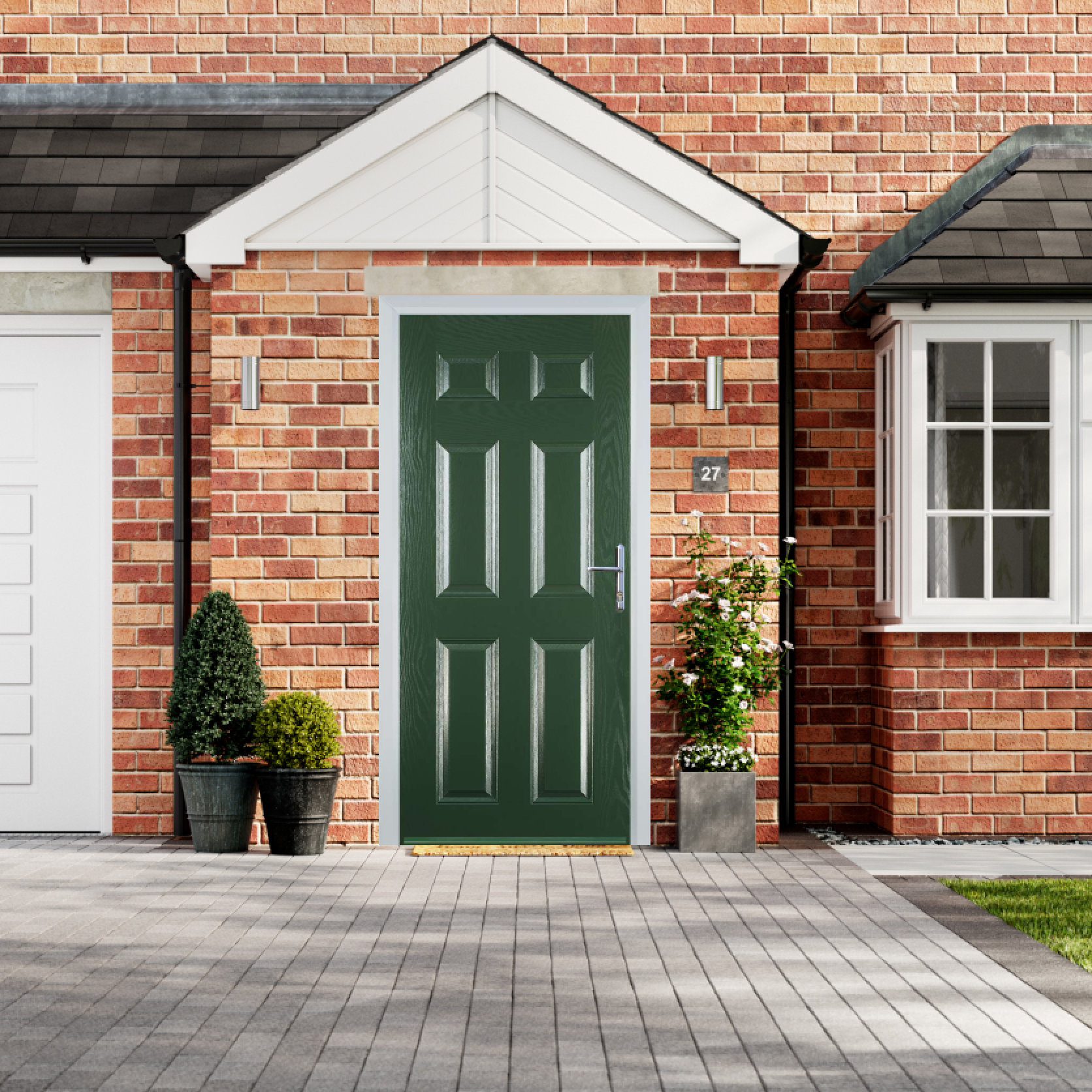 Door Stop 6 Panel (H) Composite Traditional Door In Green Large
                        Image