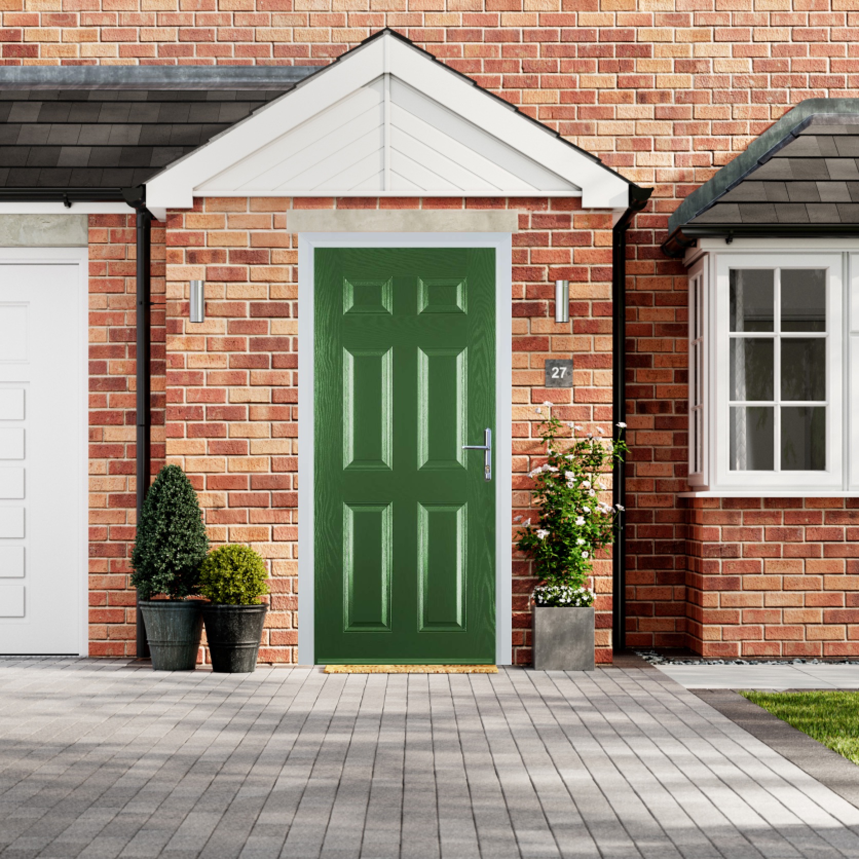 Door Stop 6 Panel (H) Composite Traditional Door In Fern Green Large
                        Image