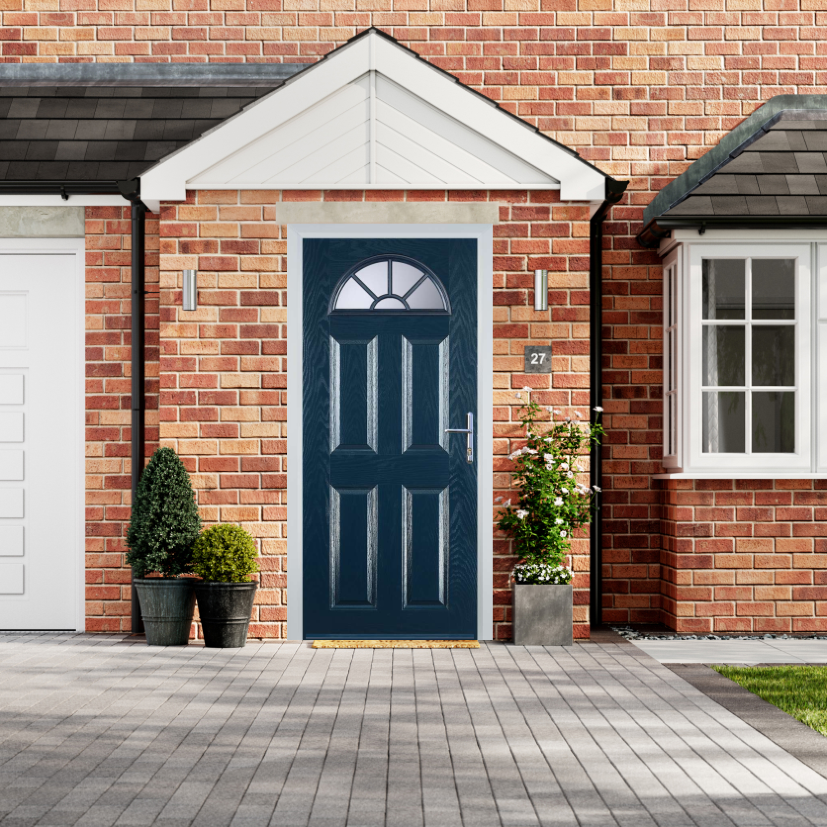 Door Stop 4 Panel Sunburst (J) Composite Traditional Door In Blue Large
                        Image