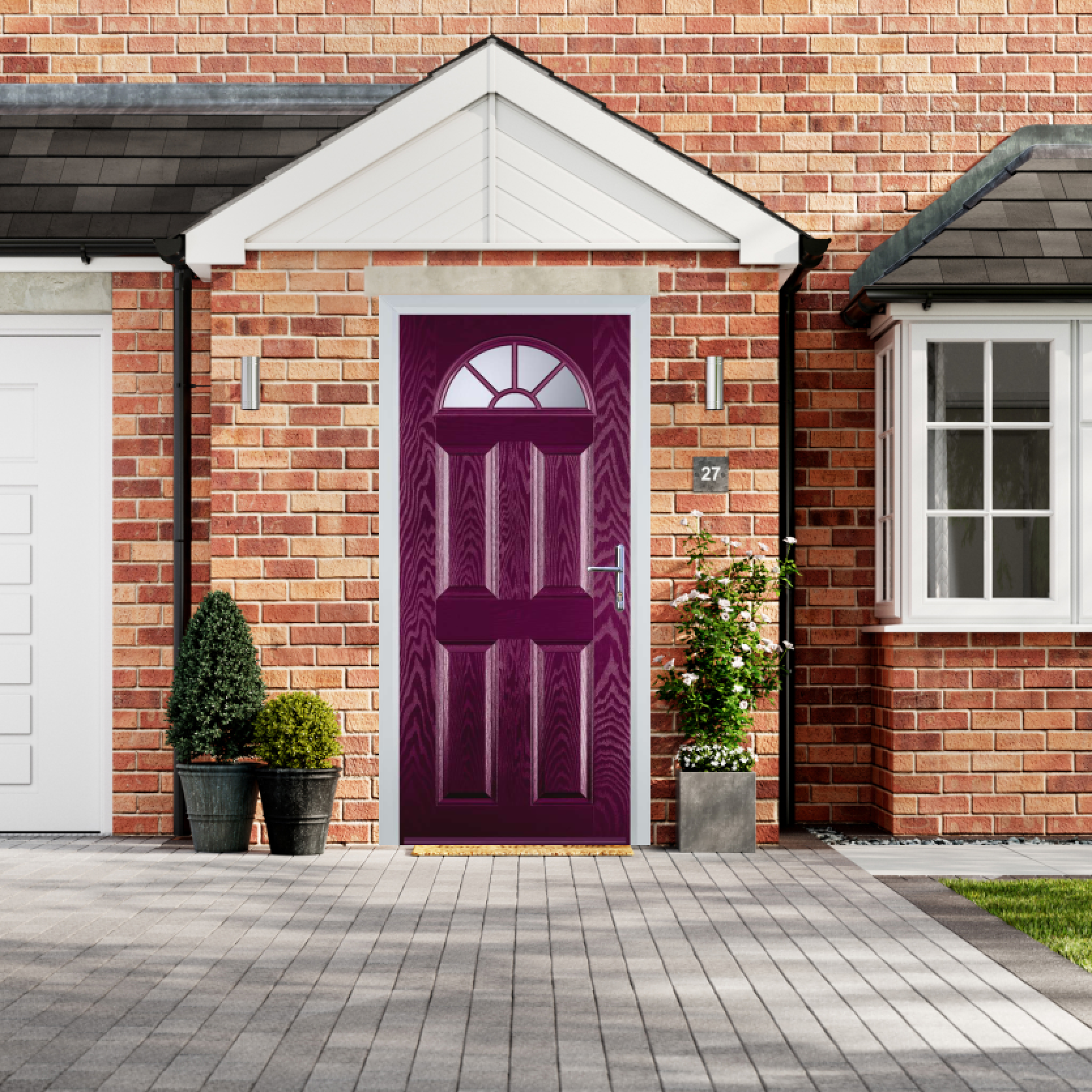 Door Stop 4 Panel Sunburst (J) Composite Traditional Door In Purple Violet Large
                        Image