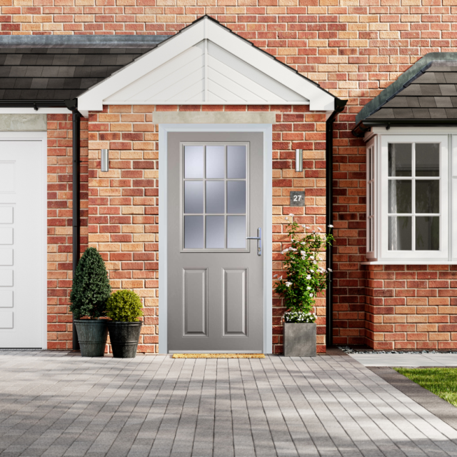 Door Stop 2 Panel 1 Grill (K) Composite Traditional Door In Agate Grey Thumbnail