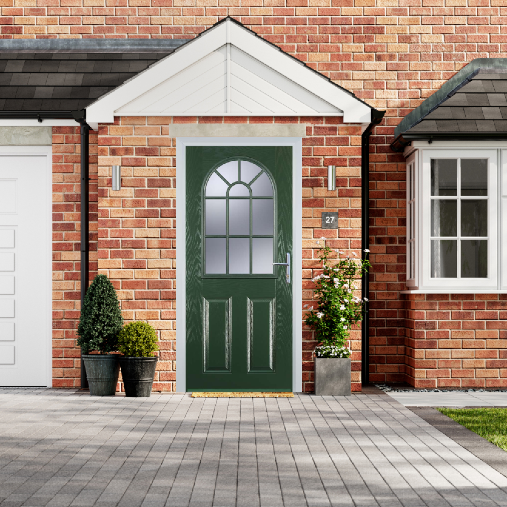 Door Stop 2 Panel Sunburst (L) Composite Traditional Door In Green Large
                        Image