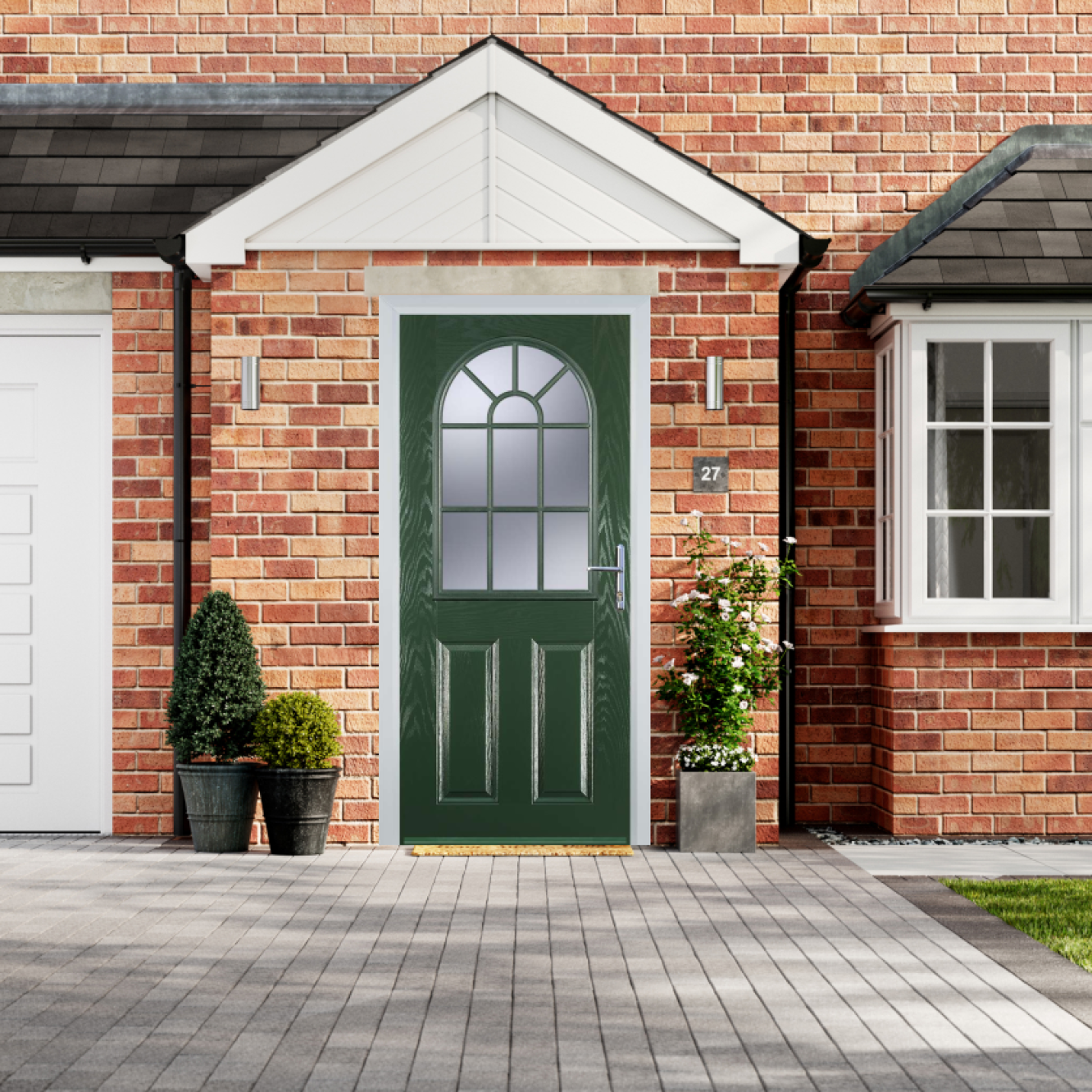 Door Stop 2 Panel Sunburst (L) Composite Traditional Door In Green Image