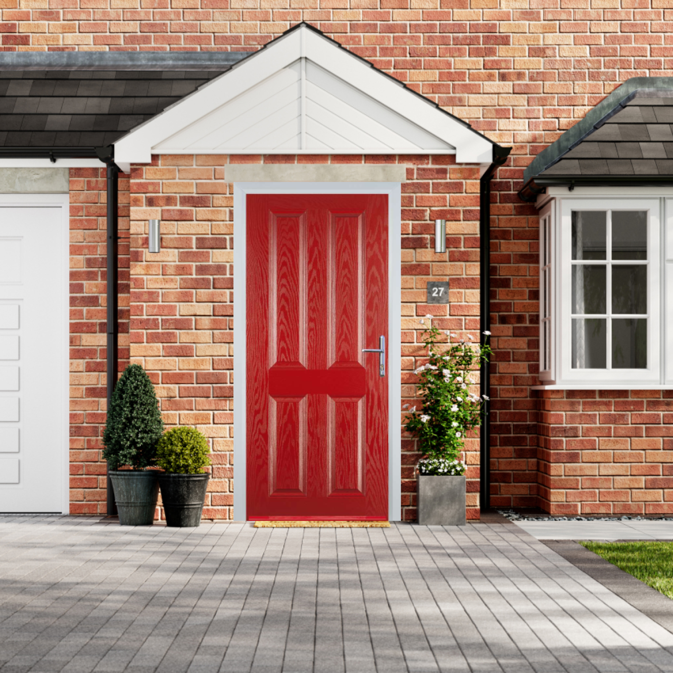 Door Stop 4 Panel (Q) Composite Traditional Door In Red Image