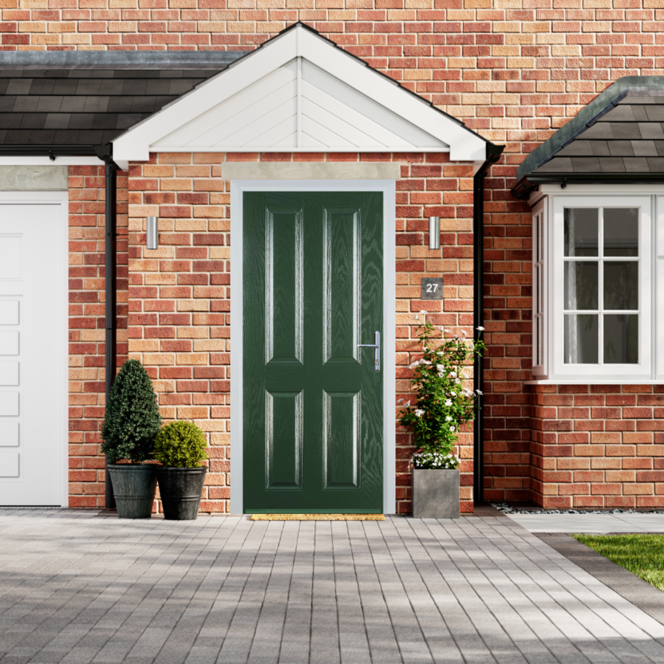 Door Stop 4 Panel (Q) Composite Traditional Door In Green Image