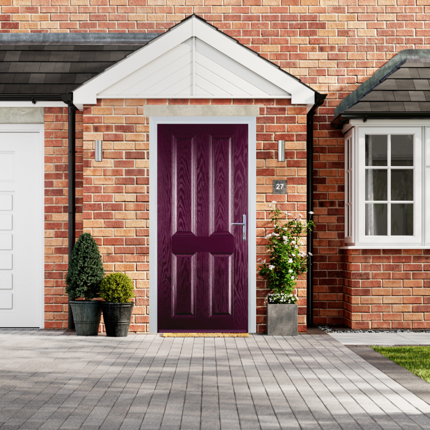 Door Stop 4 Panel (Q) Composite Traditional Door In Purple Violet Large
                        Image