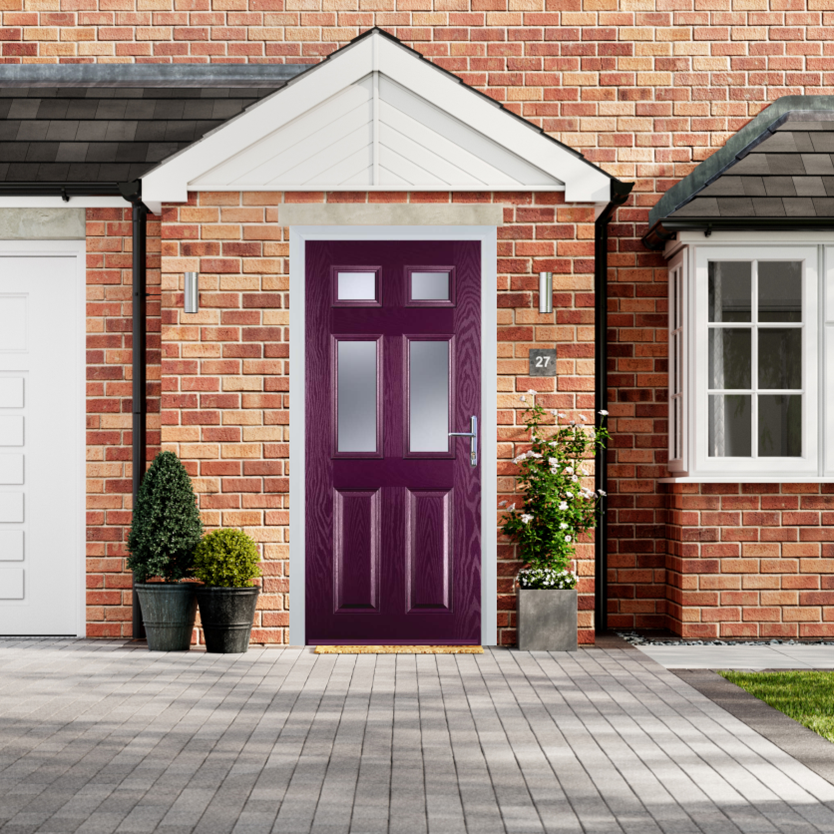 Door Stop 2 Panel 4 Square (T) Composite Traditional Door In Purple Violet Large
                        Image