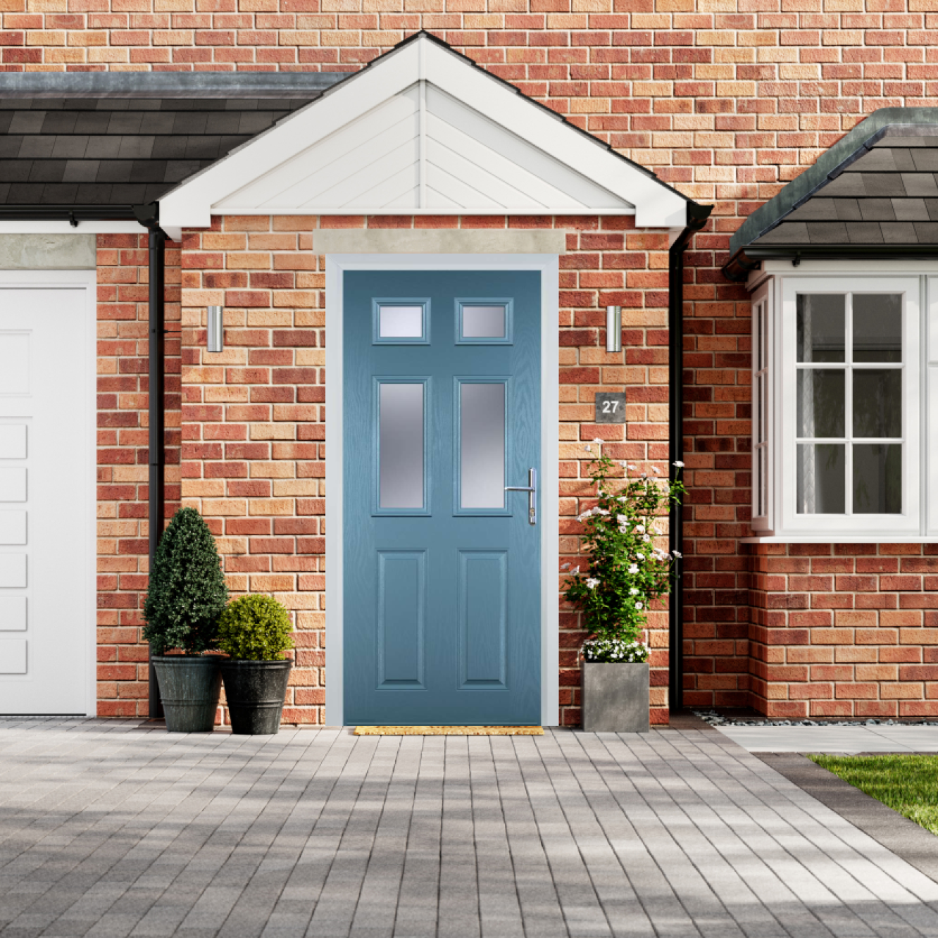 Door Stop 2 Panel 4 Square (T) Composite Traditional Door In Pastel Blue Image